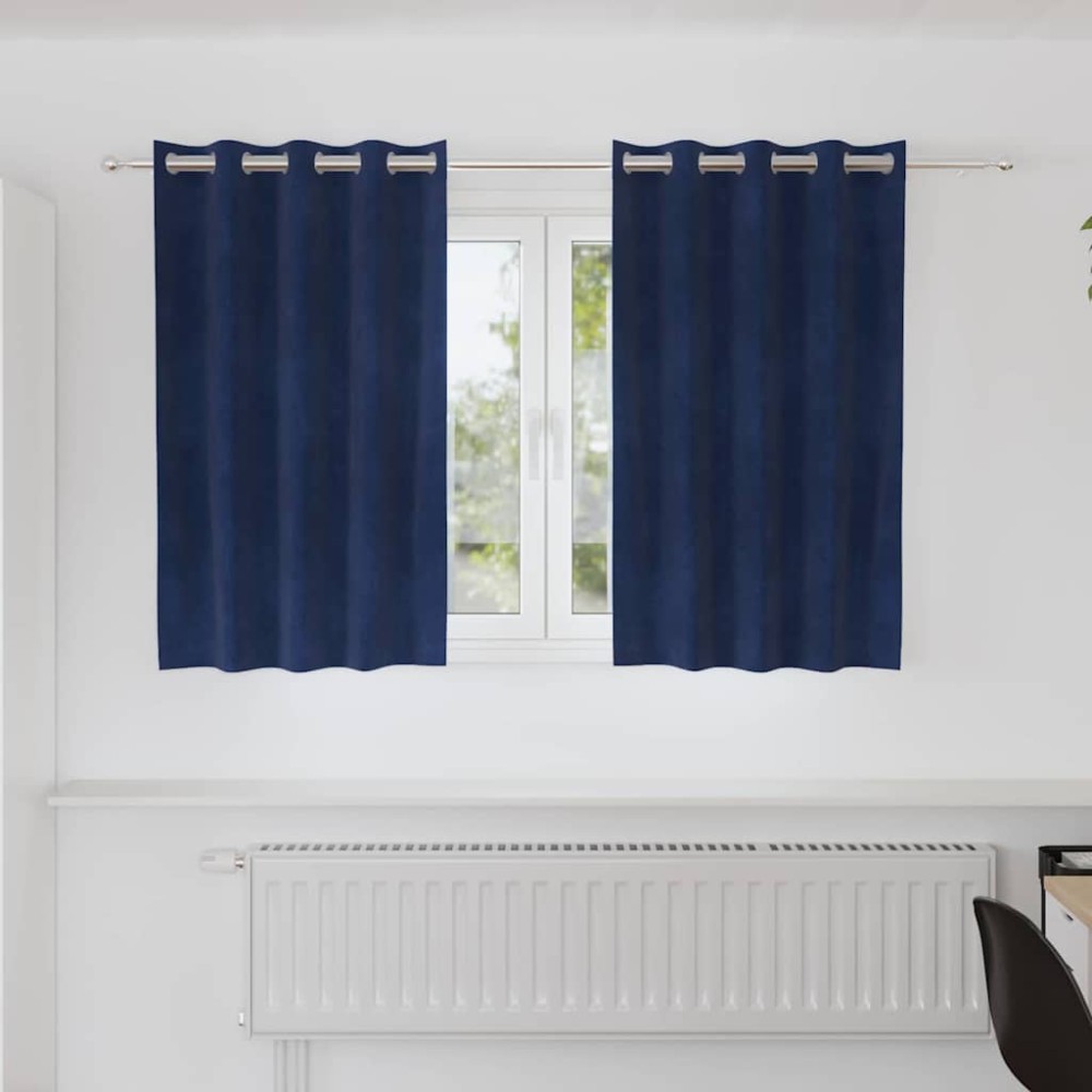vidaXL Κουρτίνες 2 τμχ. Σκούρο Μπλε 140x140cm Βελούδο