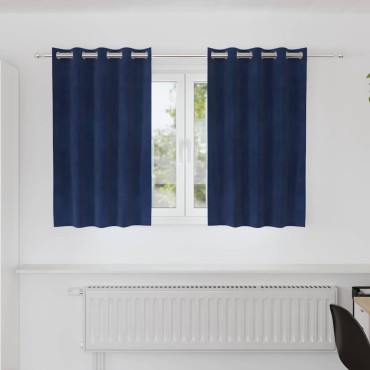 vidaXL Κουρτίνες 2 τμχ. Σκούρο Μπλε 140x140cm Βελούδο