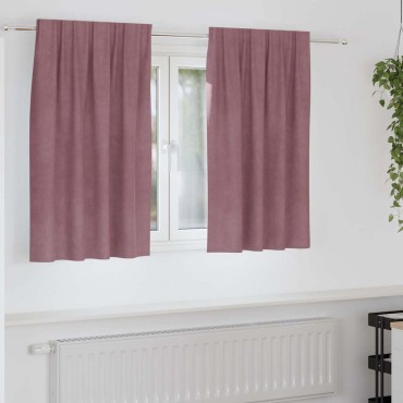 vidaXL Κουρτίνες συσκότισης 2 τμχ. Σκούρο ροζ 140x140cm Βελούδο