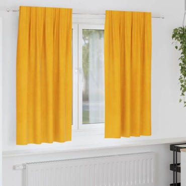 vidaXL Κουρτίνες 2 τμχ. Μουσταρδί 140x175cm Βελούδο