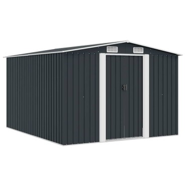 vidaXL Αποθήκη Κήπου Ανθρακί 257 x 298 x 178 εκ. από Μέταλλο