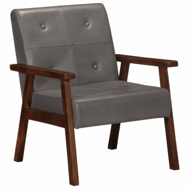 vidaXL Πολυθρόνα Γκρι από Γνήσιο Δέρμα 61x70x74cm 1 τεμ.