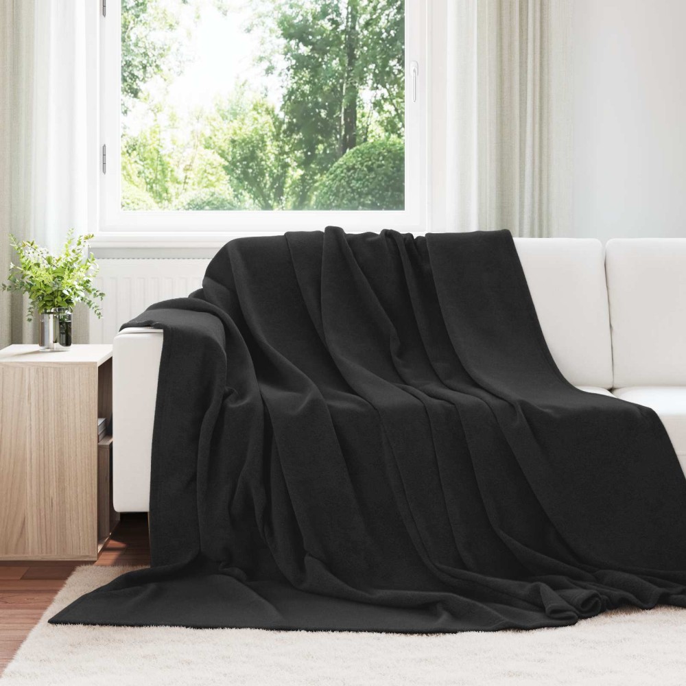 vidaXL Κουβέρτα Μαύρο 220 x 240 cm Μαλλί