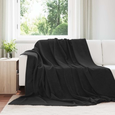vidaXL Κουβέρτα Μαύρο 220 x 240 cm Μαλλί