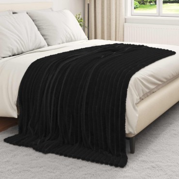 vidaXL Κουβέρτα Μαύρο 200 x 150 cm Μαλλί