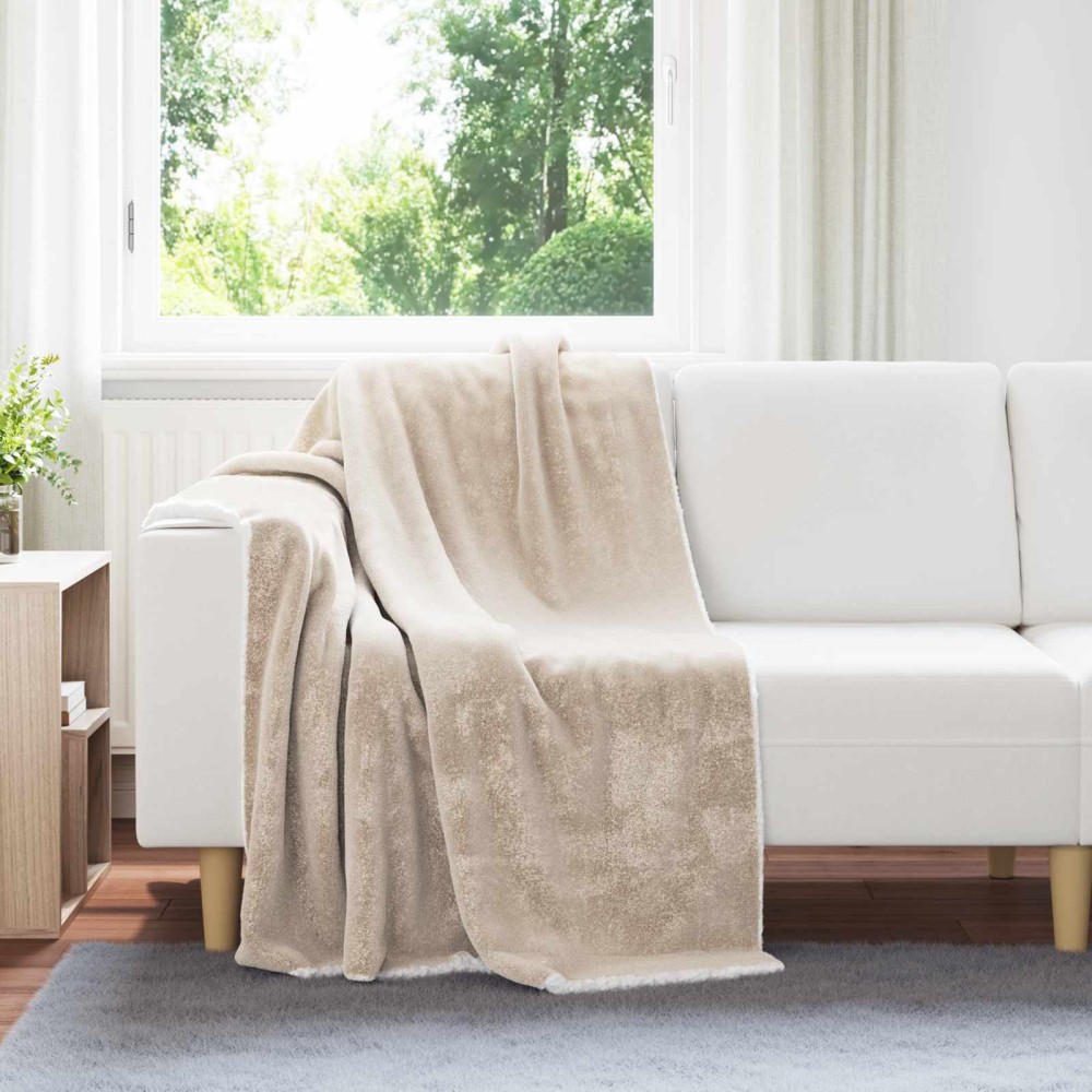 vidaXL Κουβέρτα Μπεζ 130 x 150 cm Μαλλί