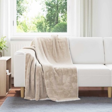 vidaXL Κουβέρτα Μπεζ 130 x 150 cm Μαλλί