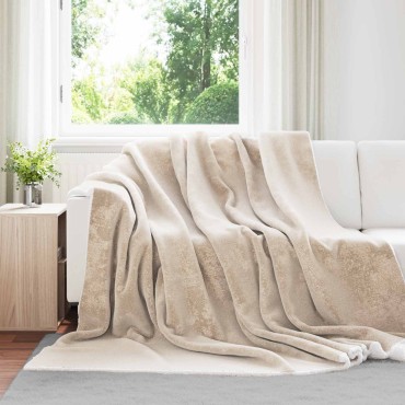 vidaXL Κουβέρτα Μπεζ 220 x 240 cm Μαλλί