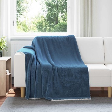 vidaXL Κουβέρτα Σκούρο μπλε 150 x 200 cm Μαλλί