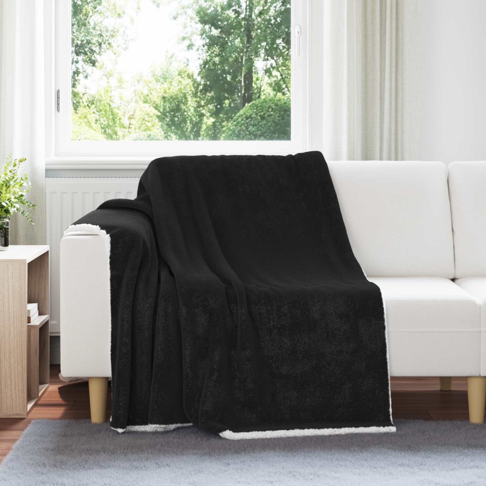 vidaXL Κουβέρτα Μαύρο 150 x 200 cm Μαλλί