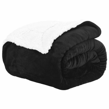 vidaXL Κουβέρτα Μαύρο 220 x 240 cm Μαλλί