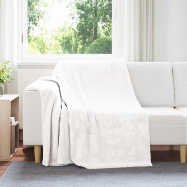 vidaXL Κουβέρτα Λευκό 150 x 200 cm Μαλλί