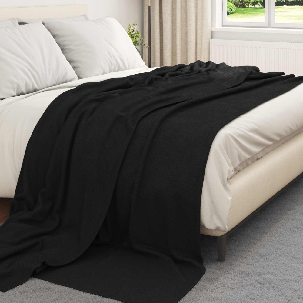 vidaXL Ριχτάρι Μαύρο 240 x 220 cm 0.74 kg Μαλλί