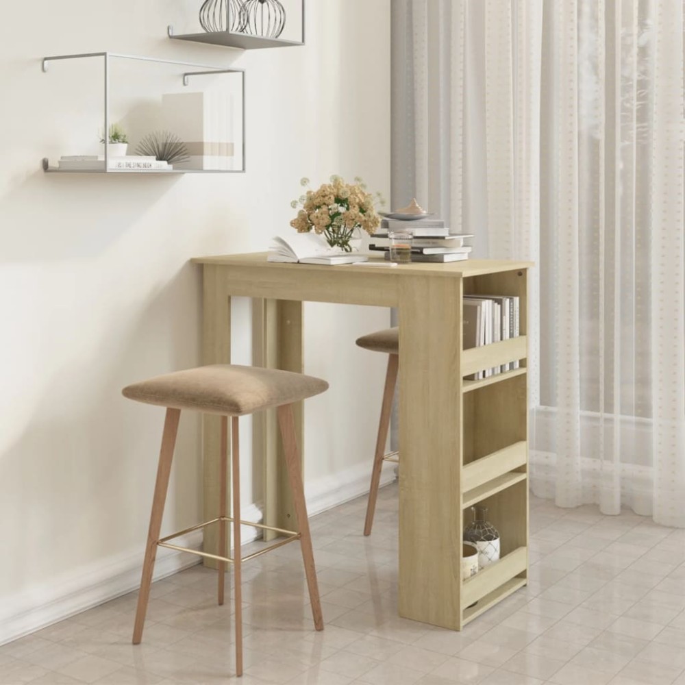 vidaXL Τραπέζι Μπαρ με Ράφια Sonoma Δρυς 102x50x103,5cm Επεξ. Ξύλο 1 τεμ.