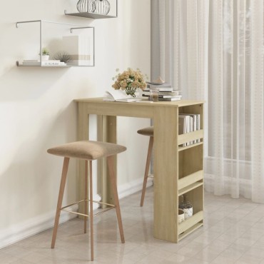 vidaXL Τραπέζι Μπαρ με Ράφια Sonoma Δρυς 102x50x103,5cm Επεξ. Ξύλο 1 τεμ.