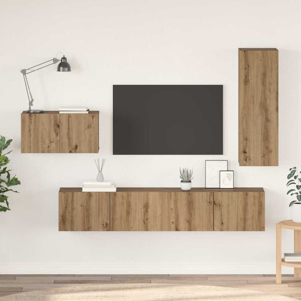 vidaXL Σετ επίπλου τηλεόρασης 4 τμχ. Artisan Oak Επεξεργασμένο Ξύλο