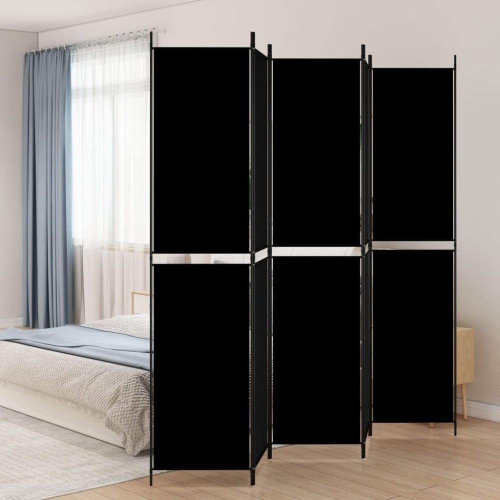 vidaXL Διαχωριστικό Δωματίου με 5 Πάνελ Μαύρο 250x220cm από Ύφασμα 1 τεμ.