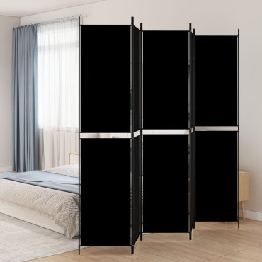 vidaXL Διαχωριστικό Δωματίου με 5 Πάνελ Μαύρο 250x220cm από Ύφασμα 1 τεμ.