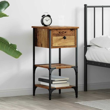vidaXL Κομοδίνο Καφέ 33.5x36x70cm Μηχανικά επεξεργασμένο ξύλο 1 τεμ.
