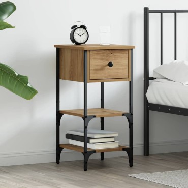 vidaXL Κομοδίνο Καφέ 33.5x36x70cm Μηχανικά επεξεργασμένο ξύλο 1 τεμ.