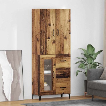 Highboard Επιτοίχιο Παλιό Ξύλο 69,5x34x180cm Επεξεργασμένο ξύλο 1 τεμ.