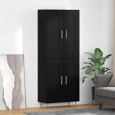 vidaXL Highboard Μαύρη Οξυά 69,5x34x180cm Επεξεργασμένο Ξύλο 1 τεμ.