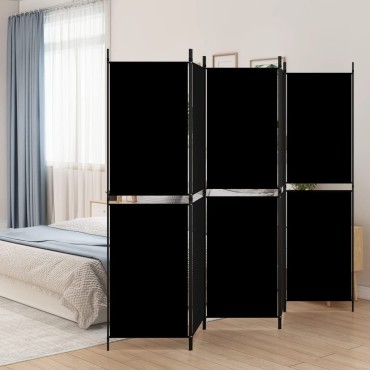 vidaXL Διαχωριστικό Δωματίου με 5 Πάνελ Μαύρο 250x180cm από Ύφασμα 1 τεμ.