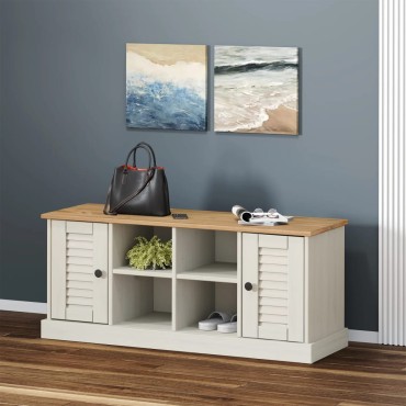 vidaXL Παπουτσοθήκη VIGO Λευκή 106x35x45cm από Μασίφ Ξύλο Πεύκου 1 τεμ.