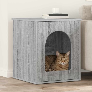 vidaXL Σπίτι Γάτας Γκρίζο Σονομα 53 x 52 x 62 εκ Επεξεργασμένο Ξύλο