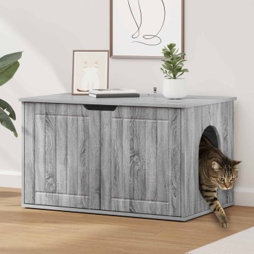 vidaXL Σπίτι Γάτας Γκρίζο Σονομα 85 x 55 x 50,5 εκ Επεξεργασμένο Ξύλο