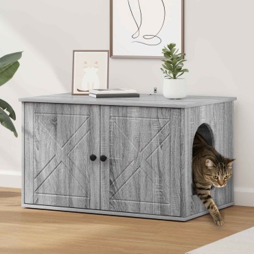vidaXL Σπίτι Γάτας Γκρίζο Σονομα 85 x 55 x 50,5 εκ Επεξεργασμένο Ξύλο