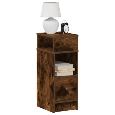 vidaXL Κομοδίνο με συρτάρι Καπνιστή Δρυς 25x31x66cm 1 τεμ.