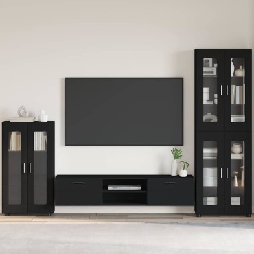 vidaXL Πλαϊνό γραφείο με ράφι με πόρτα FLORIN Μαύρο 55,5x29x100 εκ