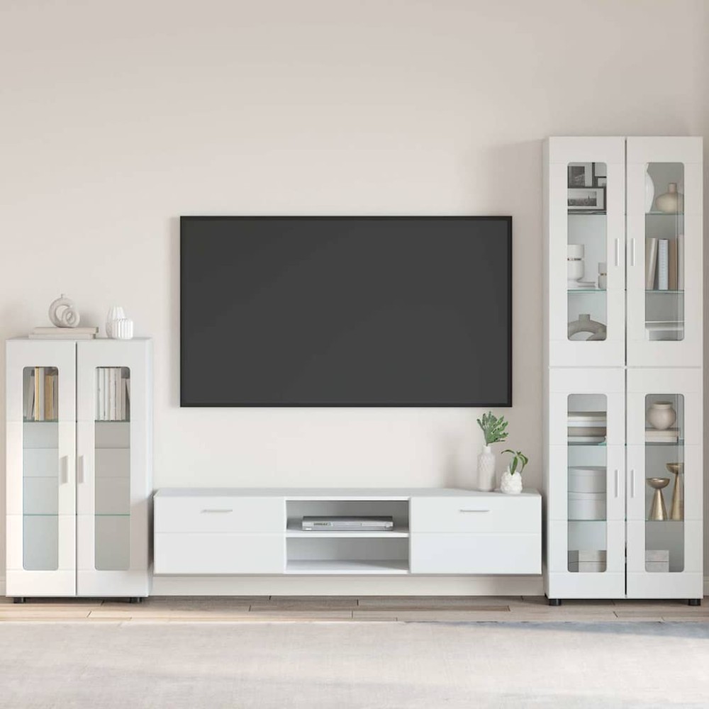 vidaXL Πλαϊνό γραφείο FLORIN 55,5x29x100cm Υψηλής γυαλάδας λευκό