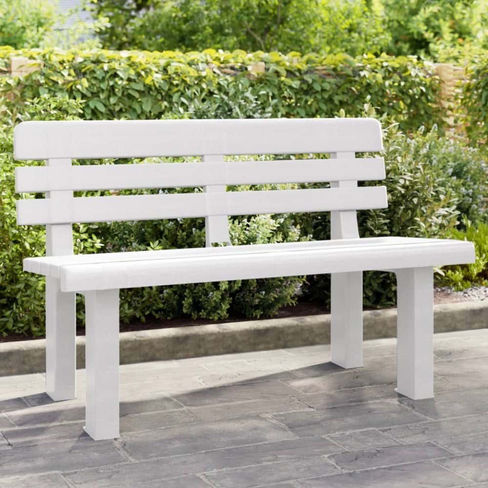 vidaXL Παγκάκι Κήπου Λευκό 110x52x71cm από Πολυπροπυλένιο 1 τεμ.