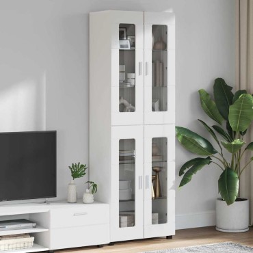 vidaXL Highboard FLORIN Λευκό 60x35x182cm Επεξεργασμένο ξύλο