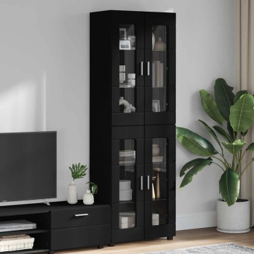 vidaXL Highboard FLORIN Μαύρο 60x35x182cm Επεξεργασμένο ξύλο