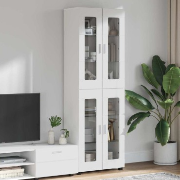 vidaXL Highboard FLORIN Υψηλής γυαλάδας λευκό 60x35x182cm