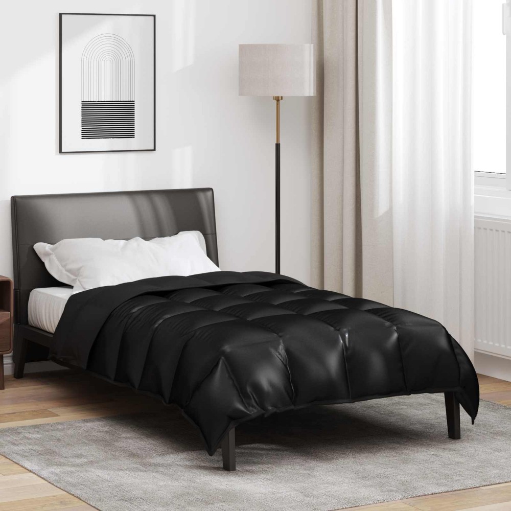 vidaXL Χειμερινό Παπλωματοθήκη Μαύρο 135 x 200 cm Σατέν και Μικροΐνες
