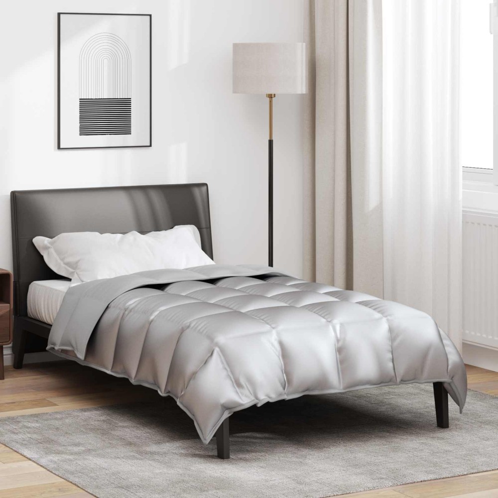 vidaXL Χειμερινό Παπλωματοθήκη Ασημί 135 x 200 cm Σατέν και Μικροΐνες
