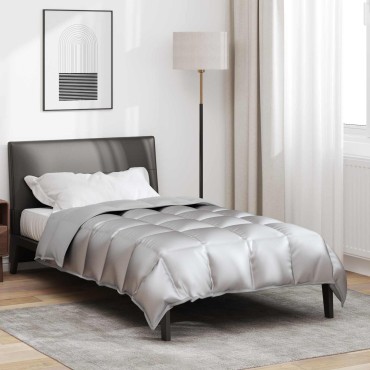 vidaXL Χειμερινό Παπλωματοθήκη Ασημί 155 x 220 cm Σατέν και Μικροΐνες