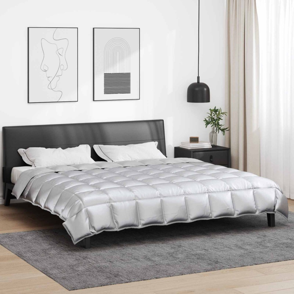 vidaXL Χειμερινό Παπλωματοθήκη Ασημί 200 x 220 cm Σατέν και Μικροΐνες