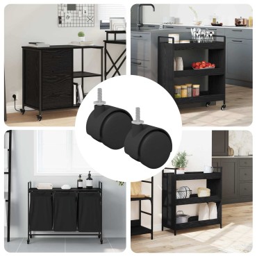 vidaXL Τροχίσκος 2 pcs Μαύρο και Ασημί 40,1 x 40,1 x 37,8 χλστ