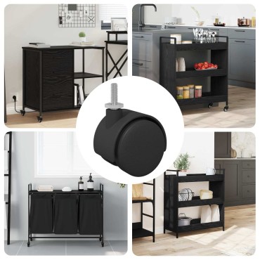 vidaXL Τροχίσκος 12 pcs Μαύρο και Ασημί 37,8 x 40 χιλ. Σίδηρος και PP