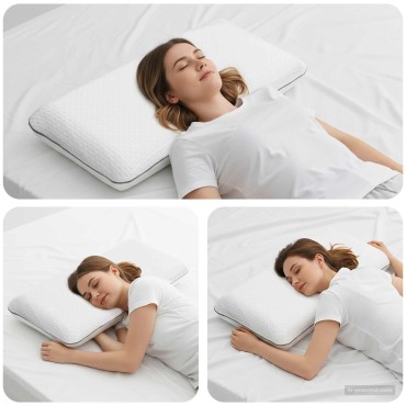 vidaXL Μαξιλάρι Ύπνου Μονόχρωμο Λευκό 80 x 35 x 10 εκ Τζελ Αφρός