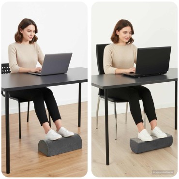 vidaXL Μαξιλάρι Στήριξης Ποδιών Γκρι 42 x 18 x 13 εκ PU Αφρός