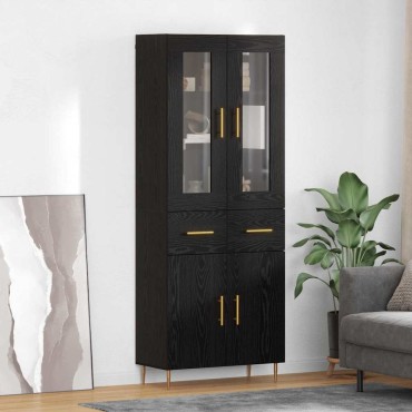 vidaXL Highboard 2 τεμ. Μαύρη Οξυά 69,5x34x180cm
