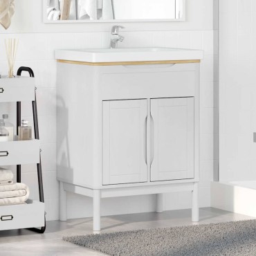 vidaXL Ντουλάπα Νιπτήρα Mπάνιου με ράφι FLORO Λευκό 60x40x80 εκ