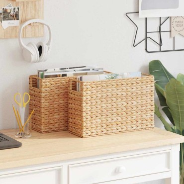 vidaXL Καλάθια Μαγazines 2 τμχ. Υάκινθος νερού 39 x 14 x 25 εκ Φυσικό