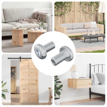 vidaXL Βίδα κλειδώματος Μονόχρωμο 2 τμχ. Ασημί M6 x 12 mm Ατσάλι